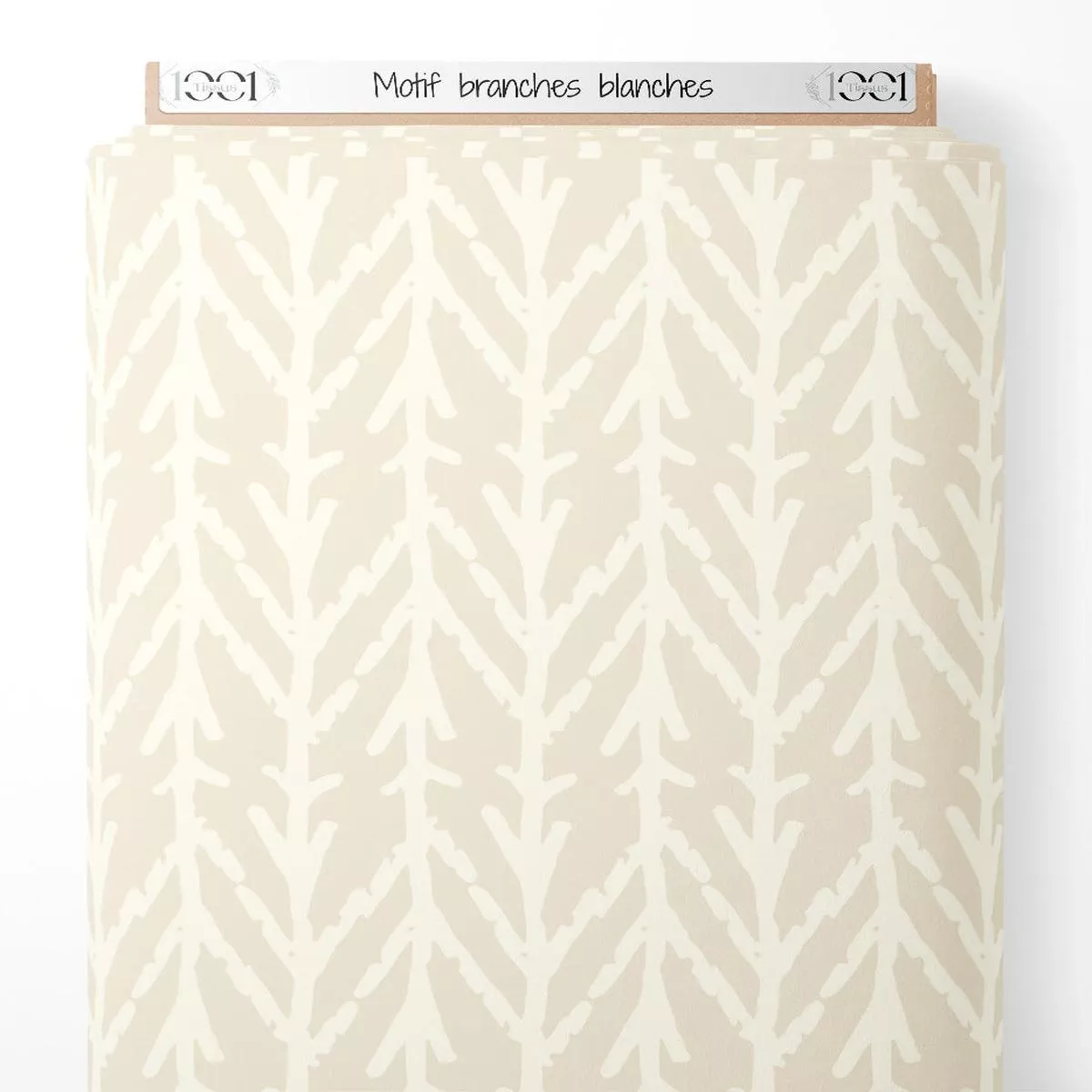Tissu – Motif branches blanches