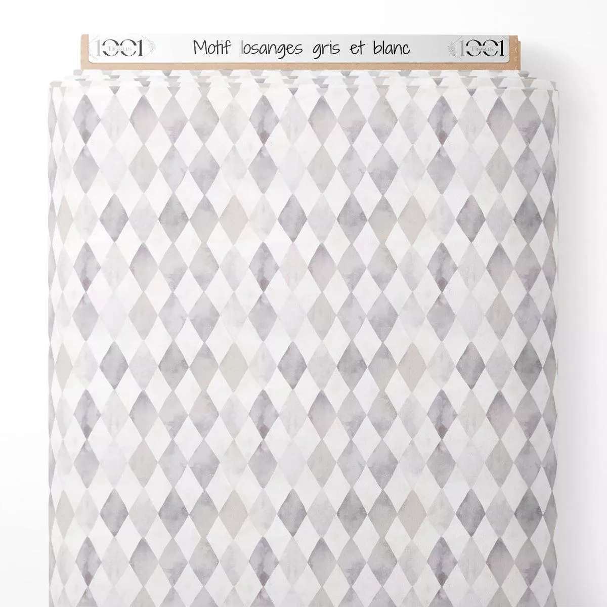 Tissu – Motif losanges gris et blanc