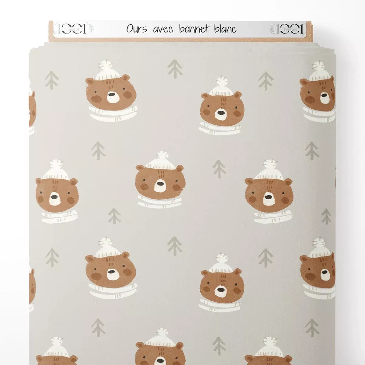 tissu-ours-avec-bonnet-blanc Tissu – Ours avec bonnet blanc