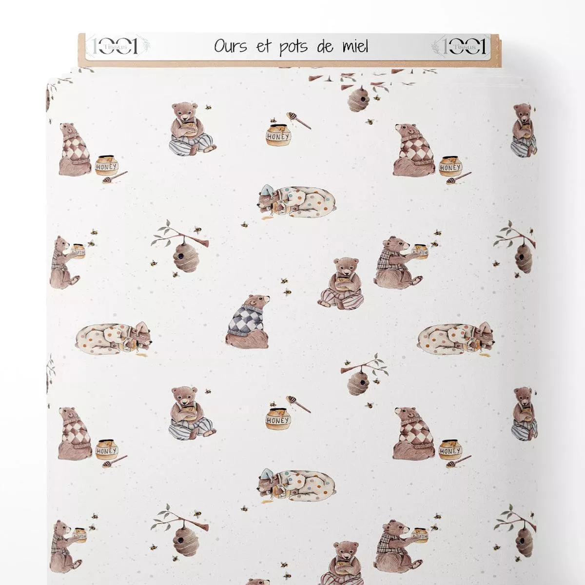 Tissu – Ours et pots de miel