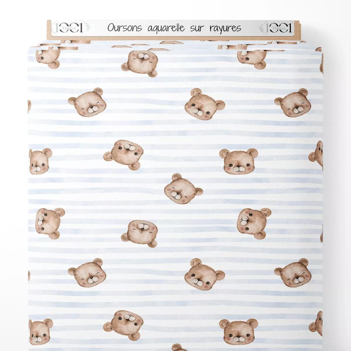 tissu-oursons-aquarelle-sur-rayures Tissu – Oursons aquarelle sur rayures