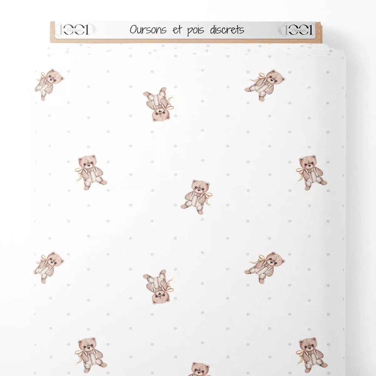 Tissu – Oursons et pois discrets