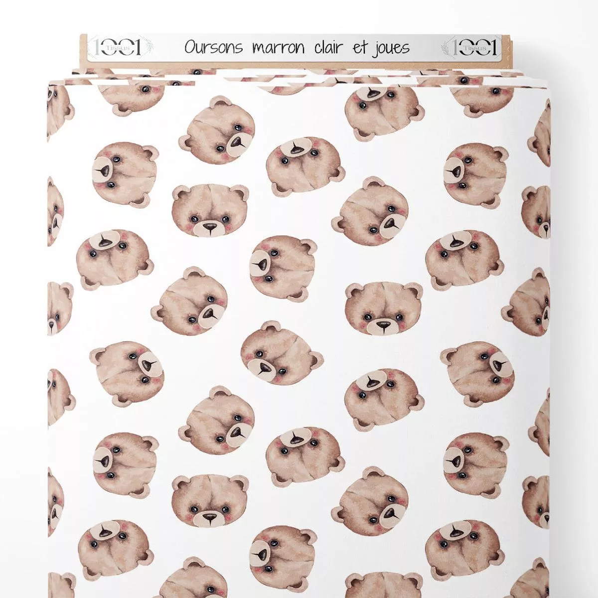 Tissu – Oursons marron clair et joues