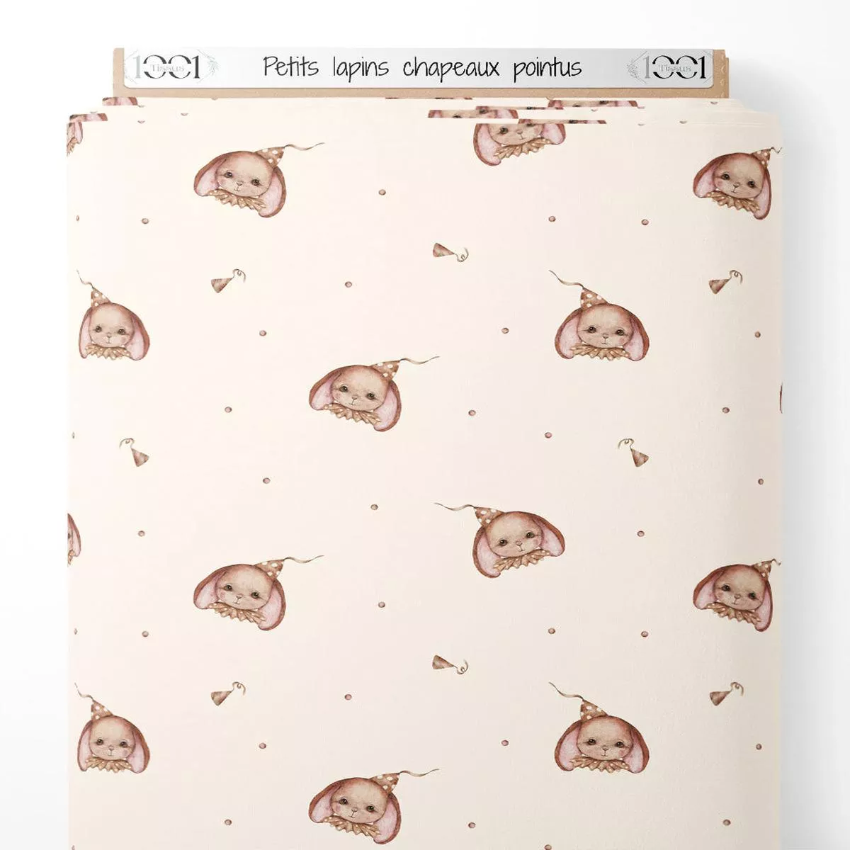 tissu-petits-lapins-chapeaux-pointus Tissu – Petits lapins chapeaux pointus