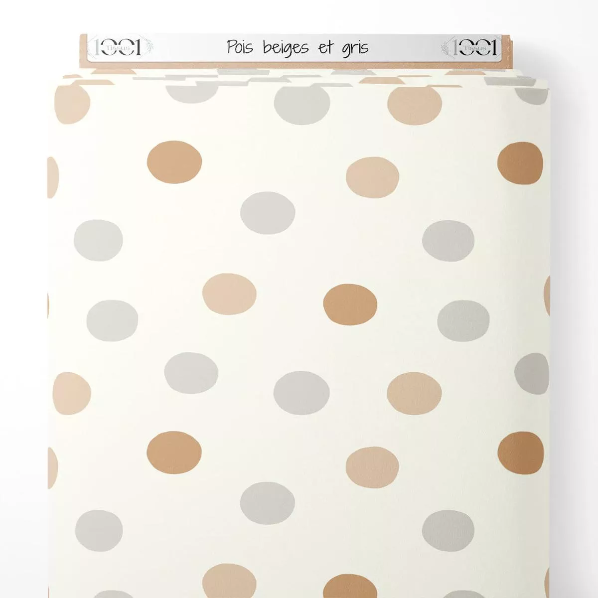 Tissu – Pois beiges et gris