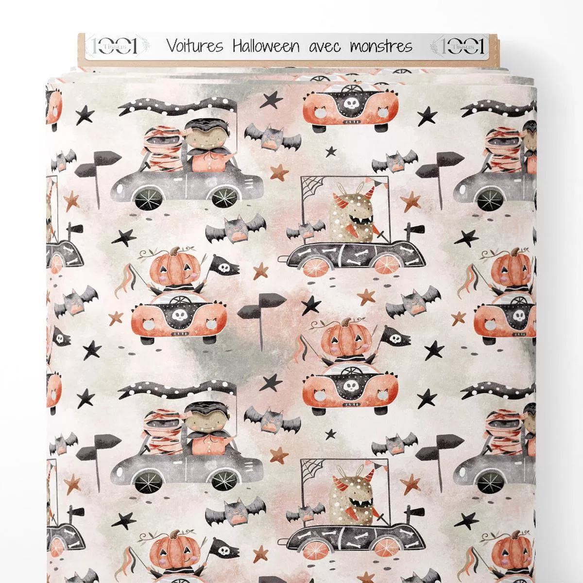 Tissu – Voitures Halloween avec monstres