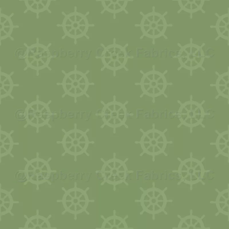 Tonal Ships Wheel on Green