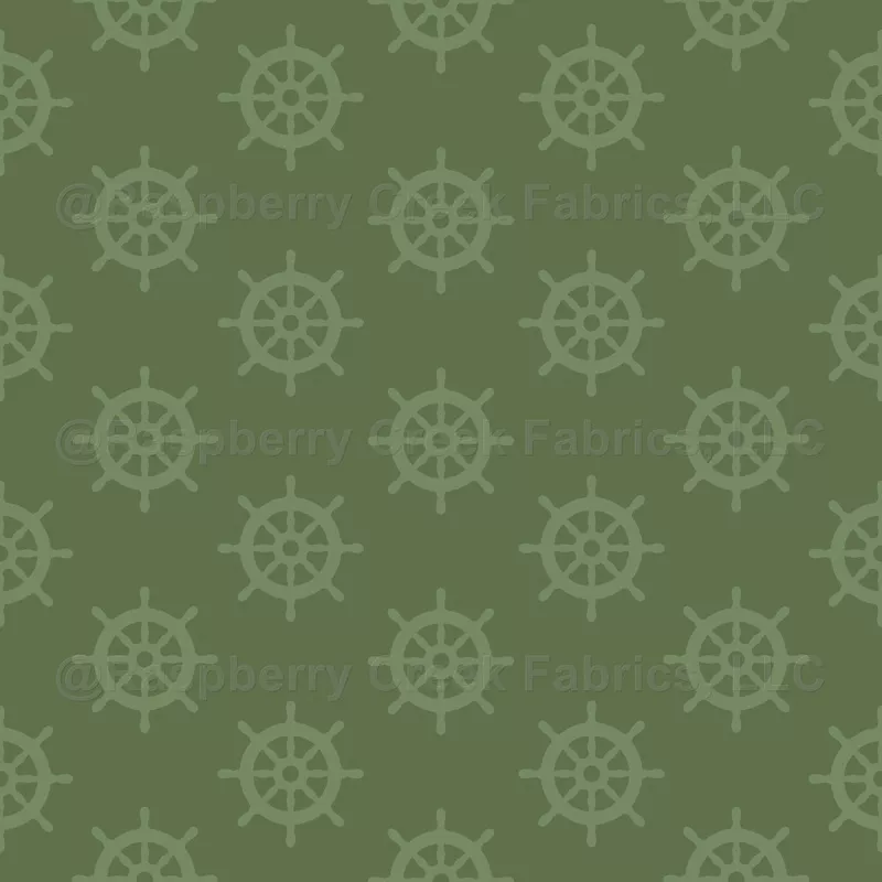 Tonal Ships Wheel on Reseda Green