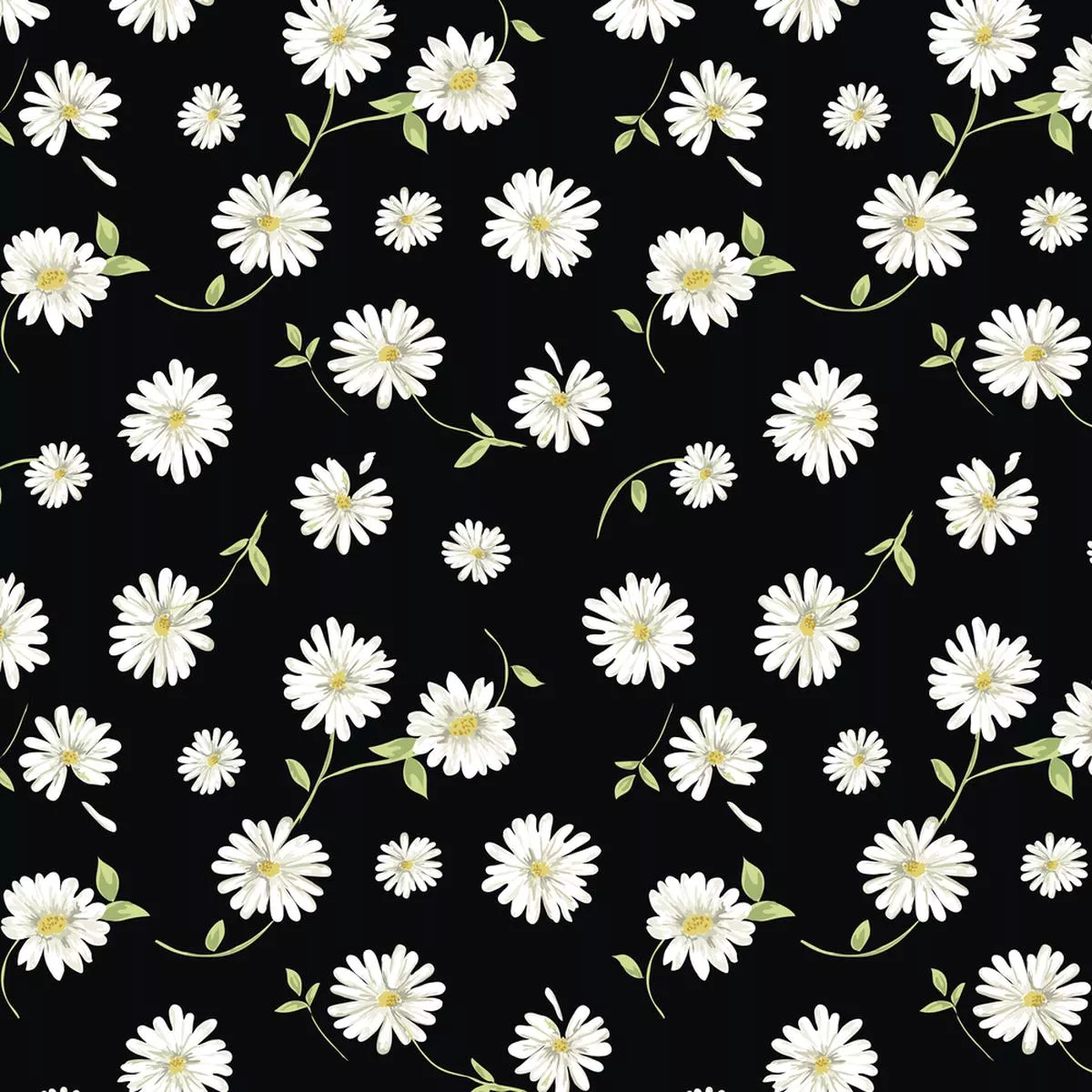 tossed-daisies-fabric-black Tossed Daisies Fabric – Black