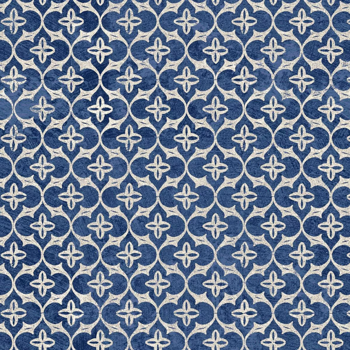 traditional-navy-blue-quatrefoil-fabric Traditional Navy Blue Quatrefoil Fabric