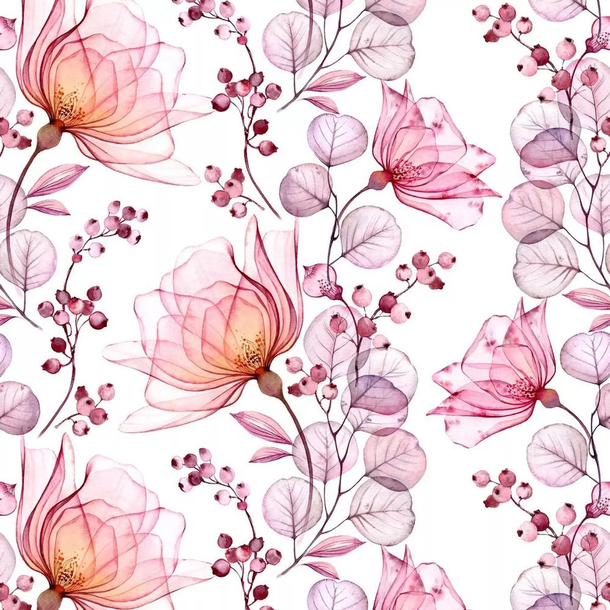 transparent-rose-berries-fabric Transparent Rose and Berries Fabric