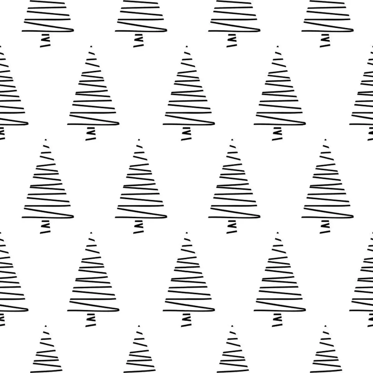Tree Pattern #1 Fabric – Black & White