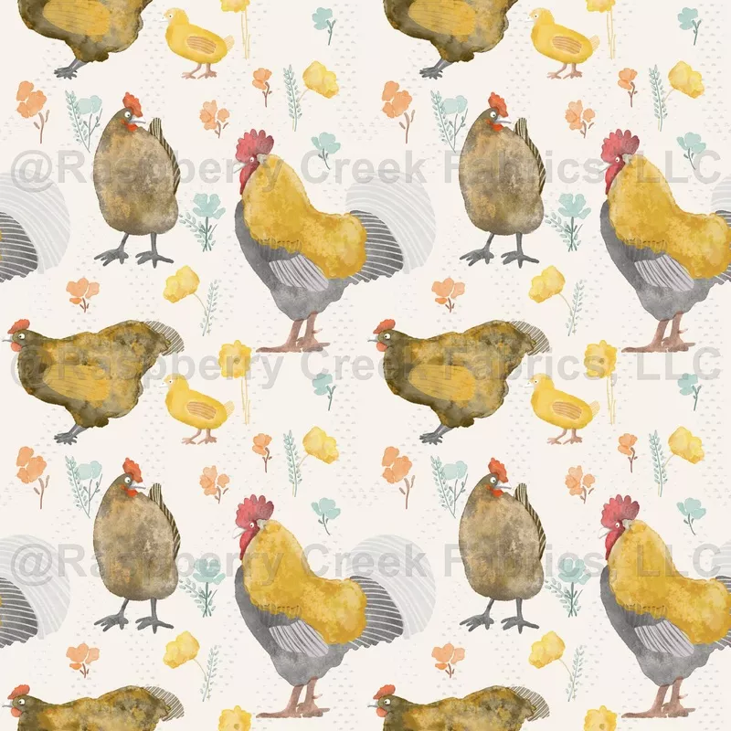 The Tribe Chickens Roosters Farm Watercolor