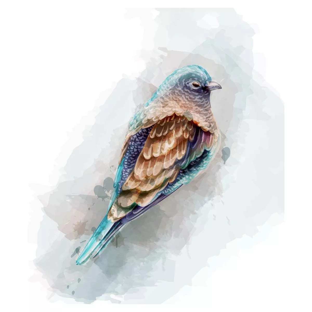 Tropical Bird Fabric Panel – Blue/Brown