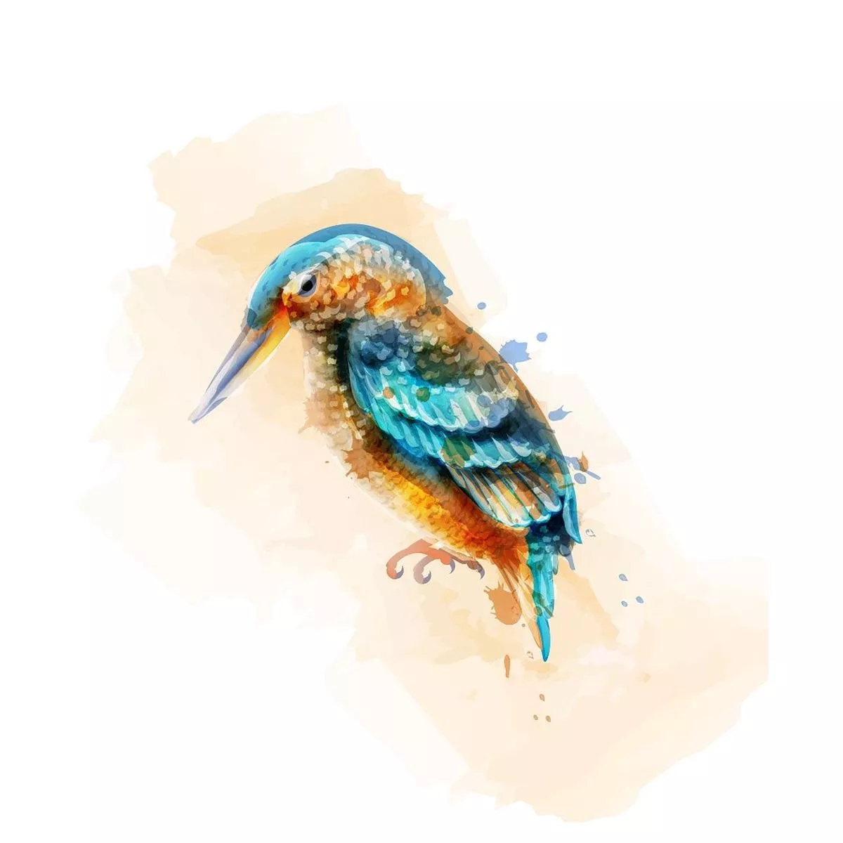 Tropical Kingfisher Fabric Panel – Orange/Blue