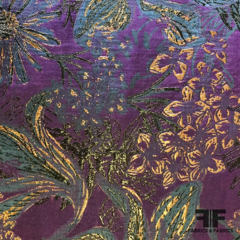 tropical-multi-floral-metallic-brocade-deep-purple-deep-blue Tropical Multi Floral Metallic Brocade – Deep Purple/Deep Blue