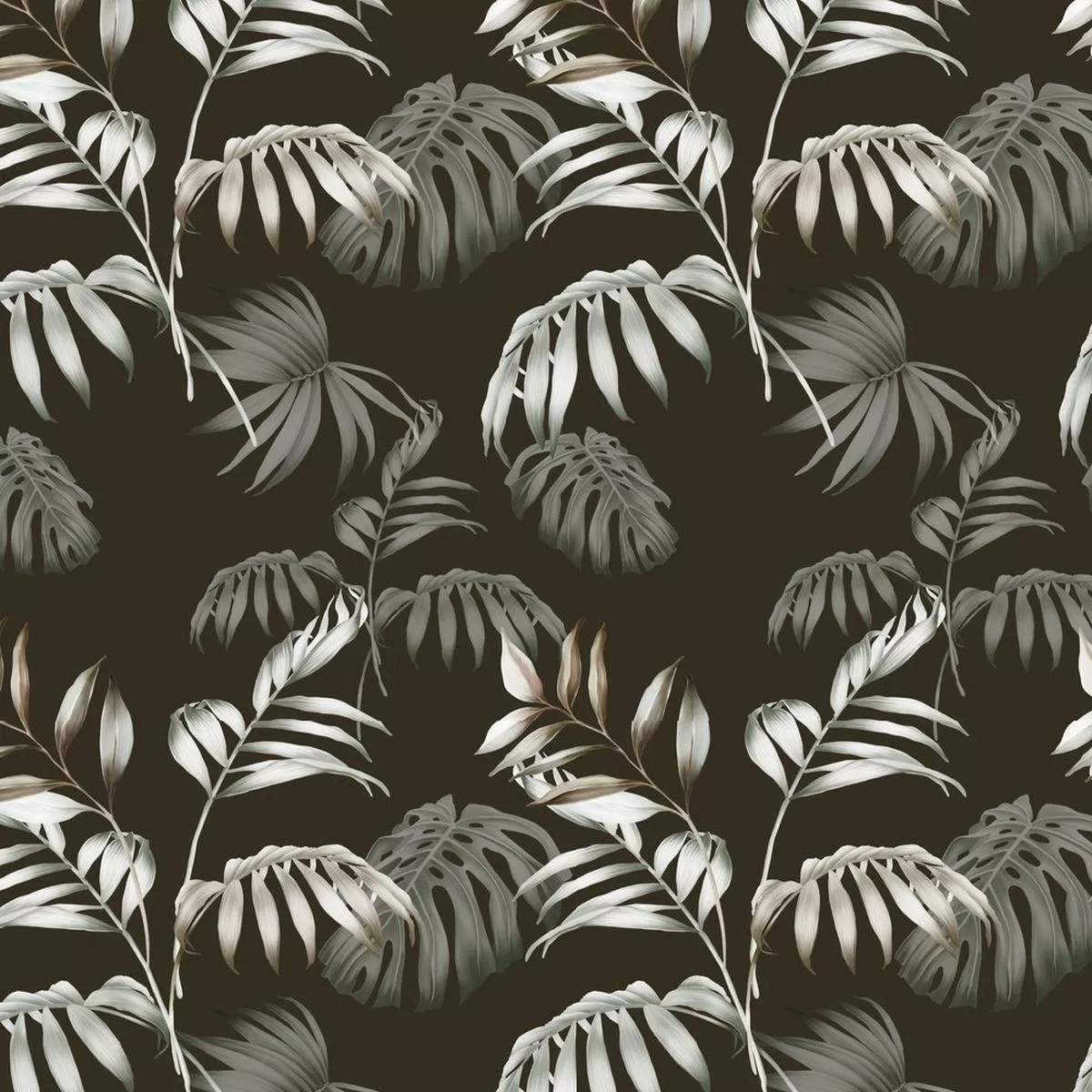 tropical-palm-leaves-fabric-charcoal Tropical Palm Leaves Fabric – Charcoal