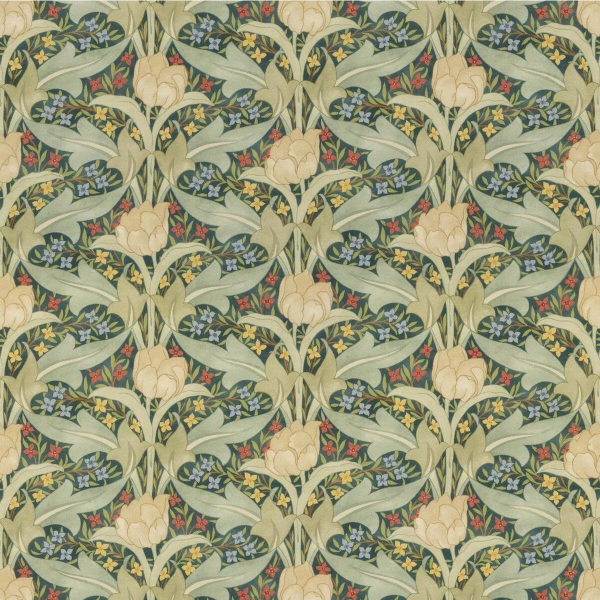 Tulip & Jasmine Cotton Emerald Fabric