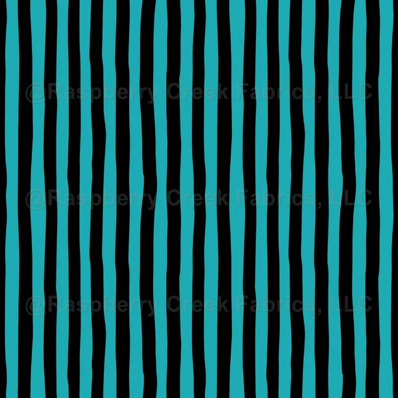 Turquoise & Black Wonky Stripes