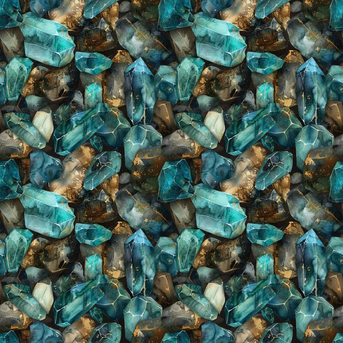 Turquoise Gemstone Pattern 8 Quilting Cotton Fabric