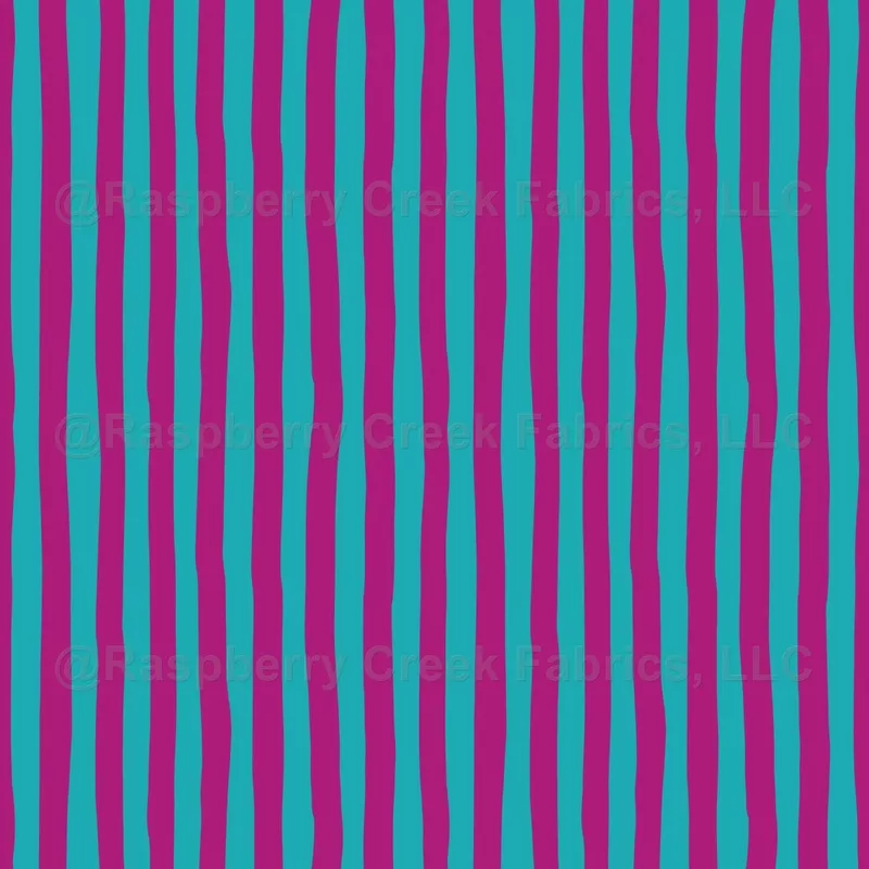 Turquoise & Pink Wonky Stripes