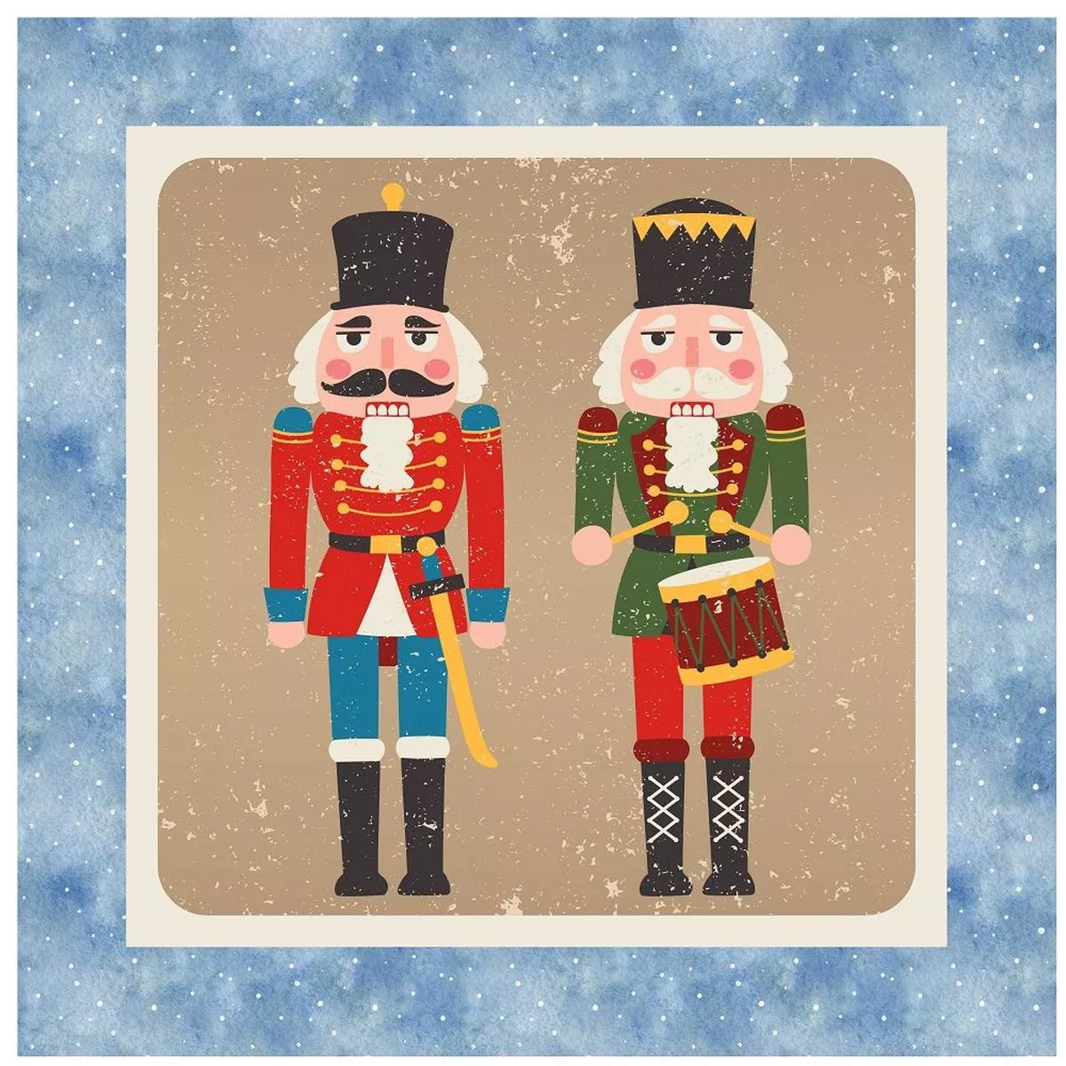 Two Grunge Nutcrackers Pillow Fabric Panels