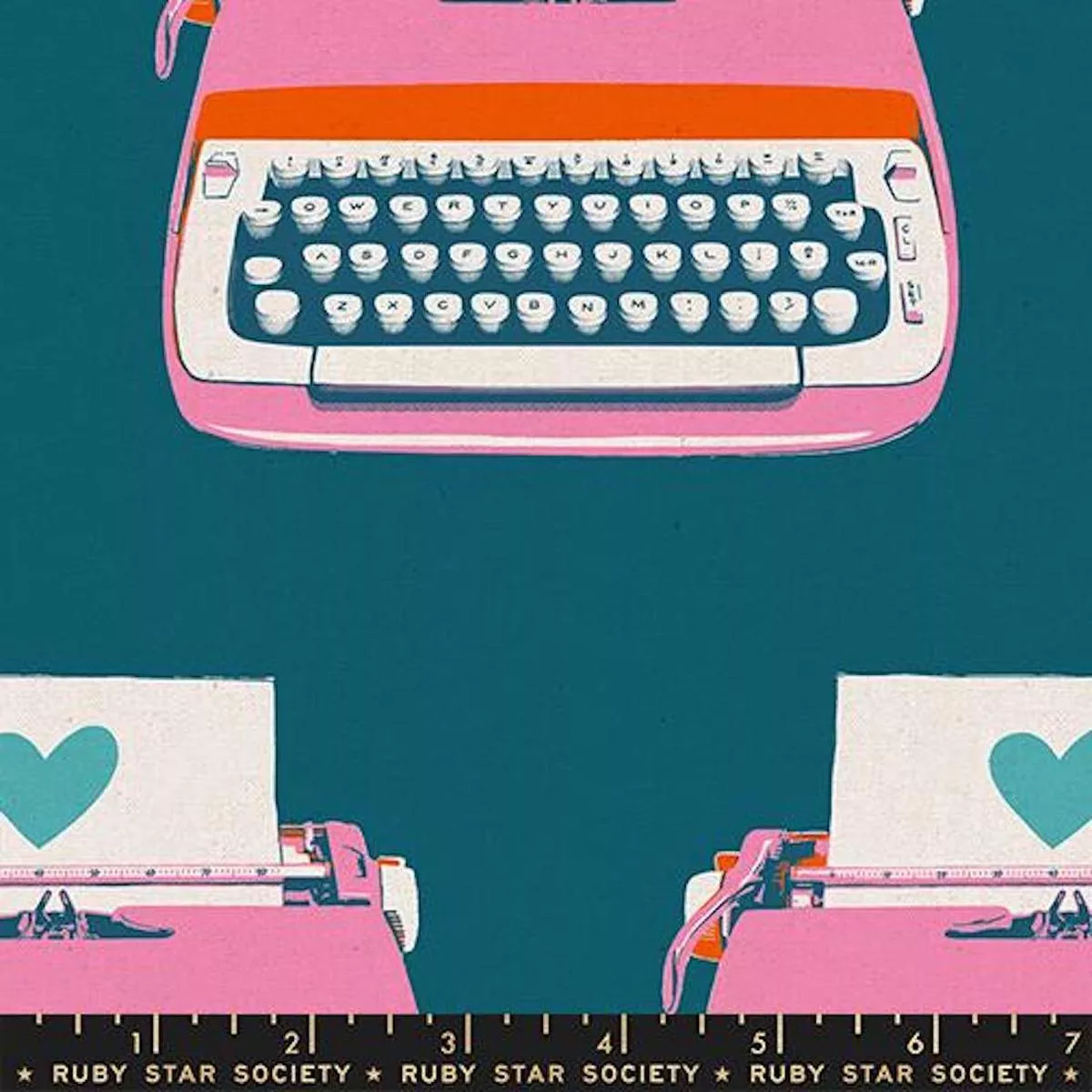 typewriter-cotton-linen-canvas-teal-by-ruby-star-society Typewriter Cotton/Linen Canvas Teal by Ruby Star Society