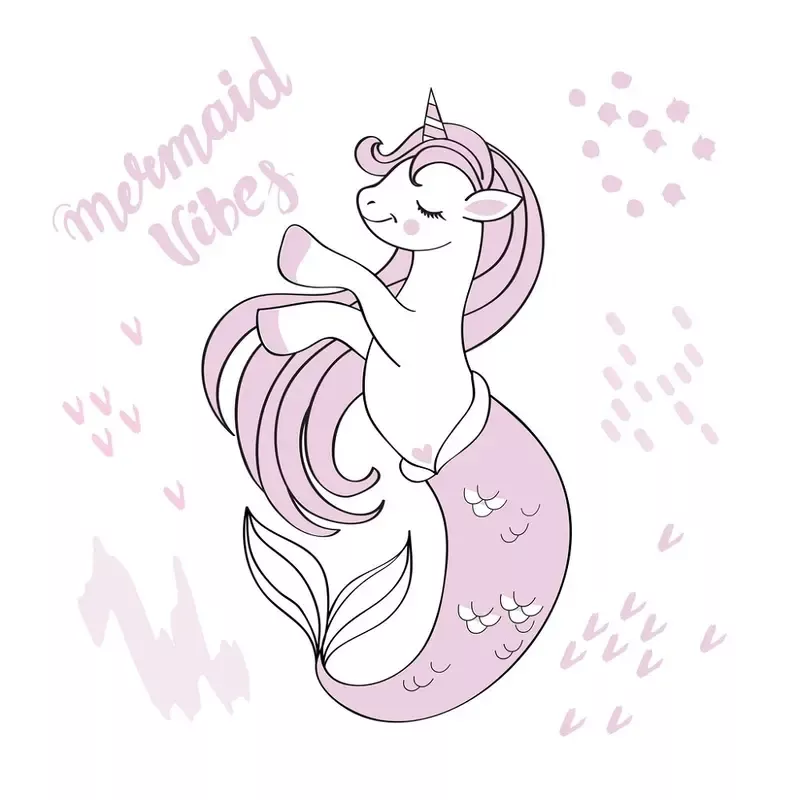 unicorn-mermaid-fabric-panel-pink Unicorn Mermaid Fabric Panel – Pink