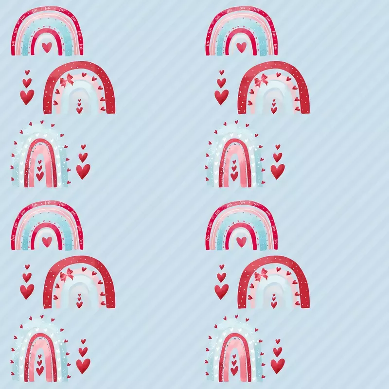 valentine-border-rainbows-on-striped-fabric Valentine Border Rainbows on Striped Fabric