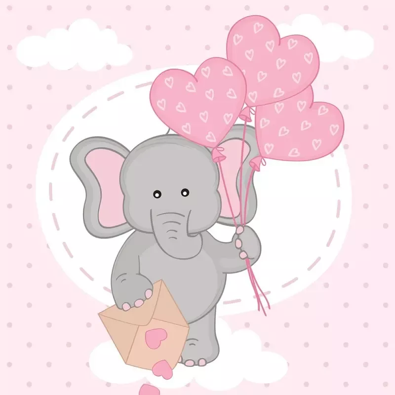 valentine-elephants-with-balloons-on-cloud-fabric-panel Valentine Elephants with Balloons on Cloud Fabric Panel