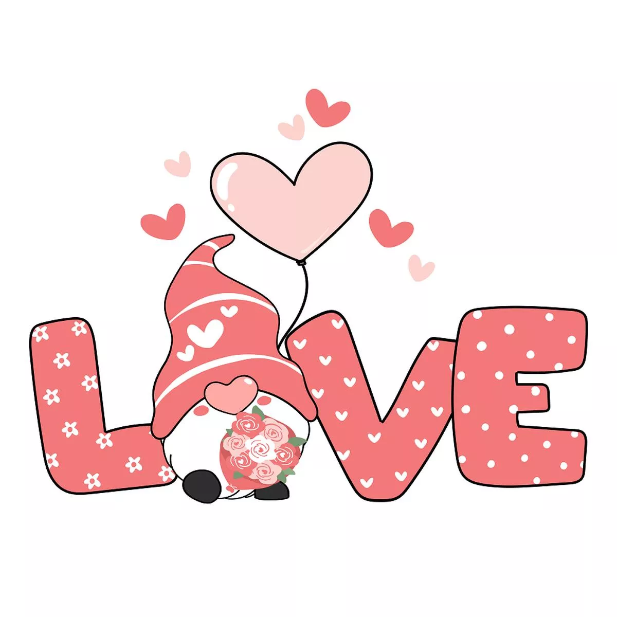 valentine-gnome-with-love-sign-fabric-panel Valentine Gnome With Love Sign Fabric Panel