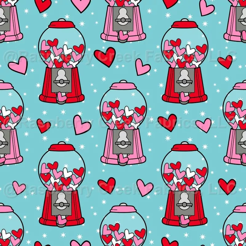 Valentine Heart Candy Bubblegum Machines Blue