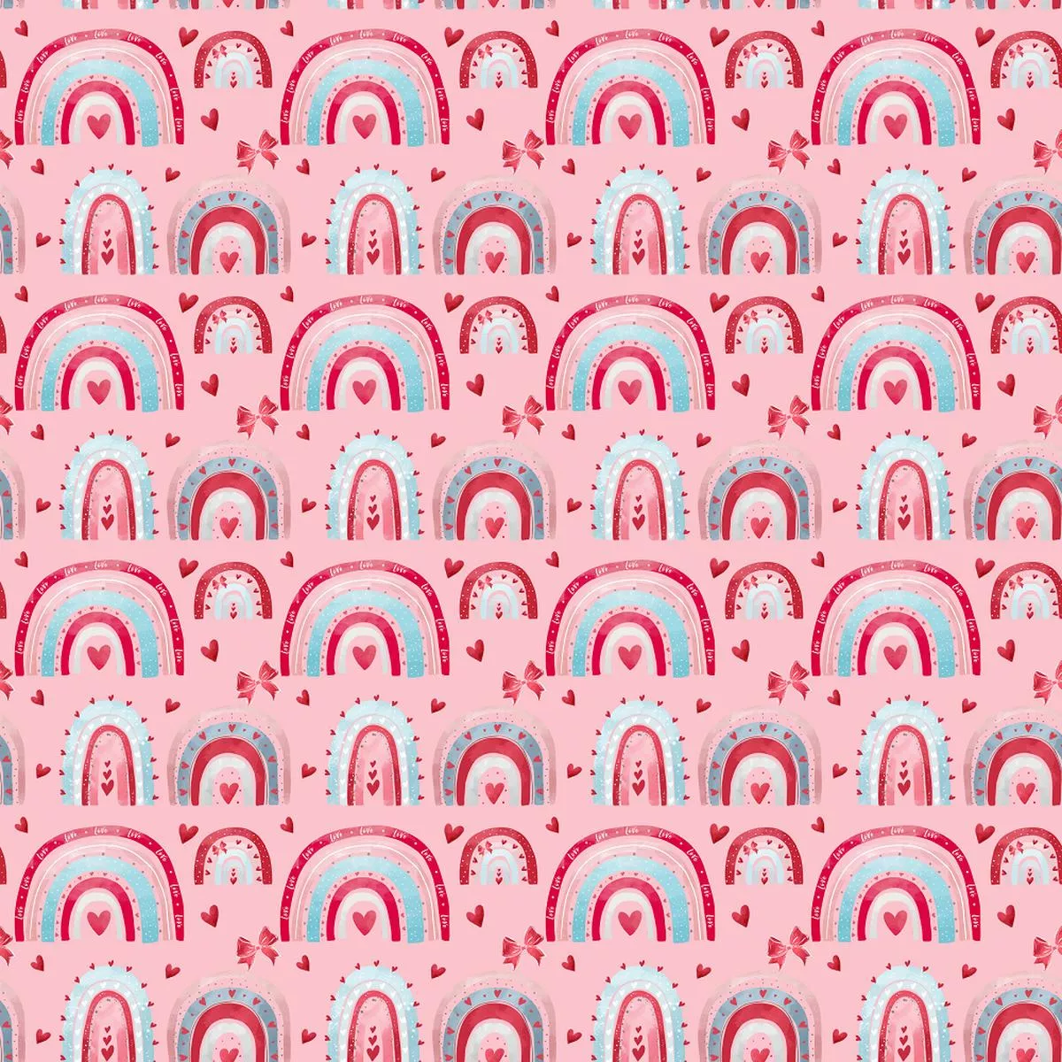 valentine-rainbows-bows-fabric-pink Valentine Rainbows & Bows Fabric – Pink