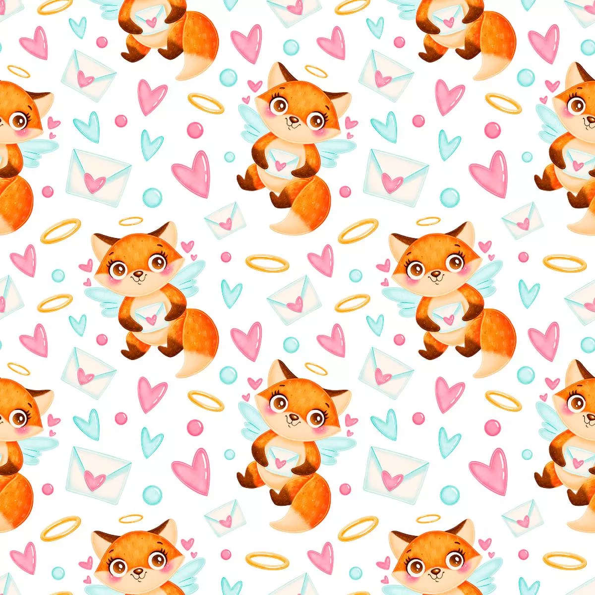 Valentine’s Day Foxes Fabric