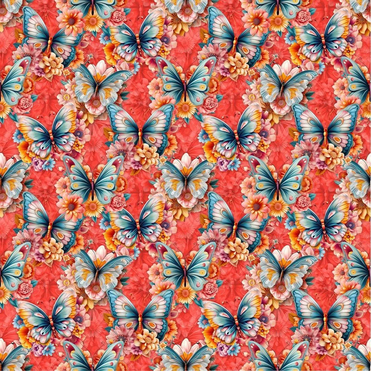 Vibrant Butterflies & Floral Fabric