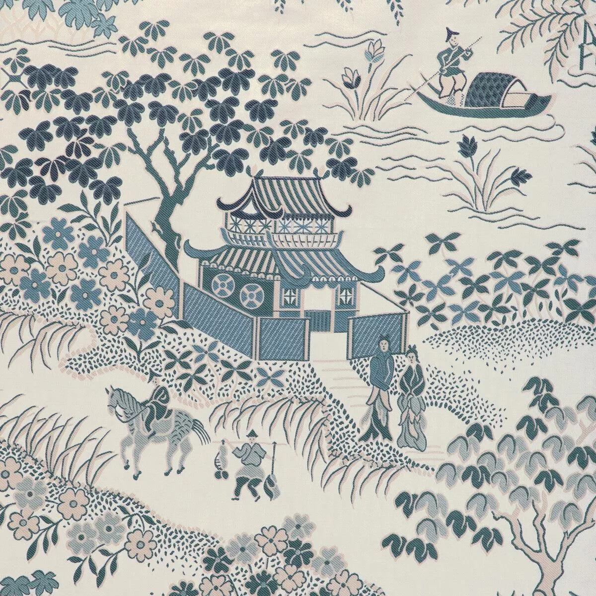 Vienne Lampas Blue Fabric