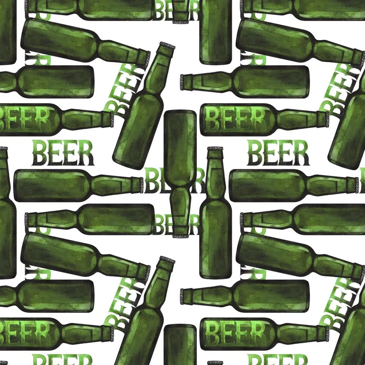 Vintage Beer Bottle Fabric – Green