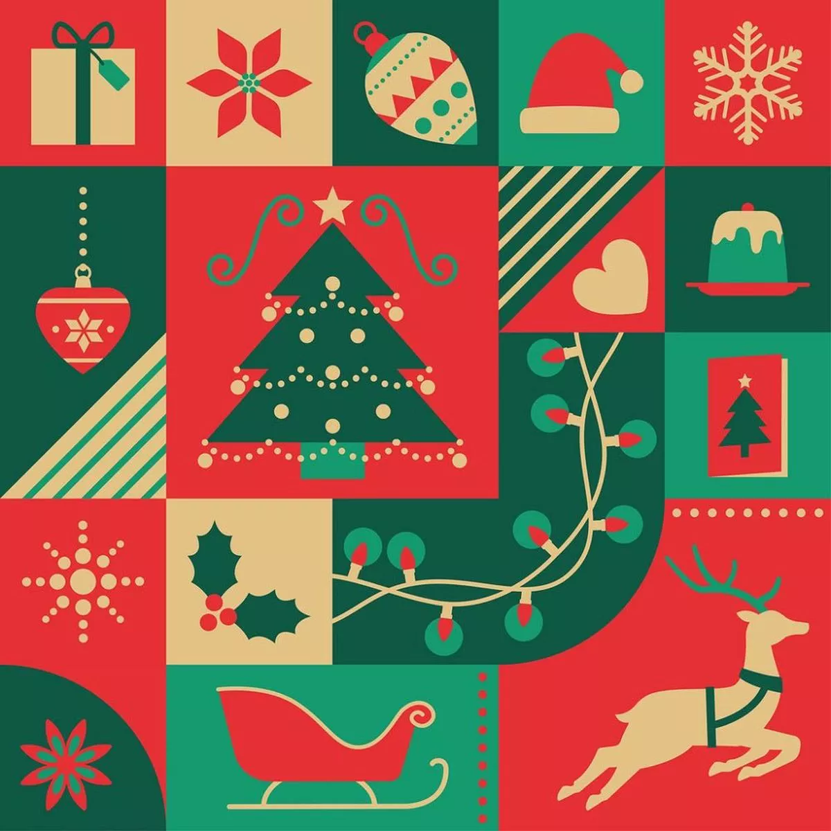 vintage-christmas-elements-fabric Vintage Christmas Elements Fabric