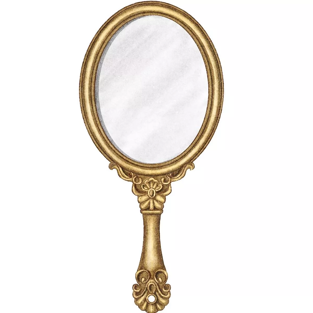 Vintage Handheld Makeup Mirror Fabric Panel