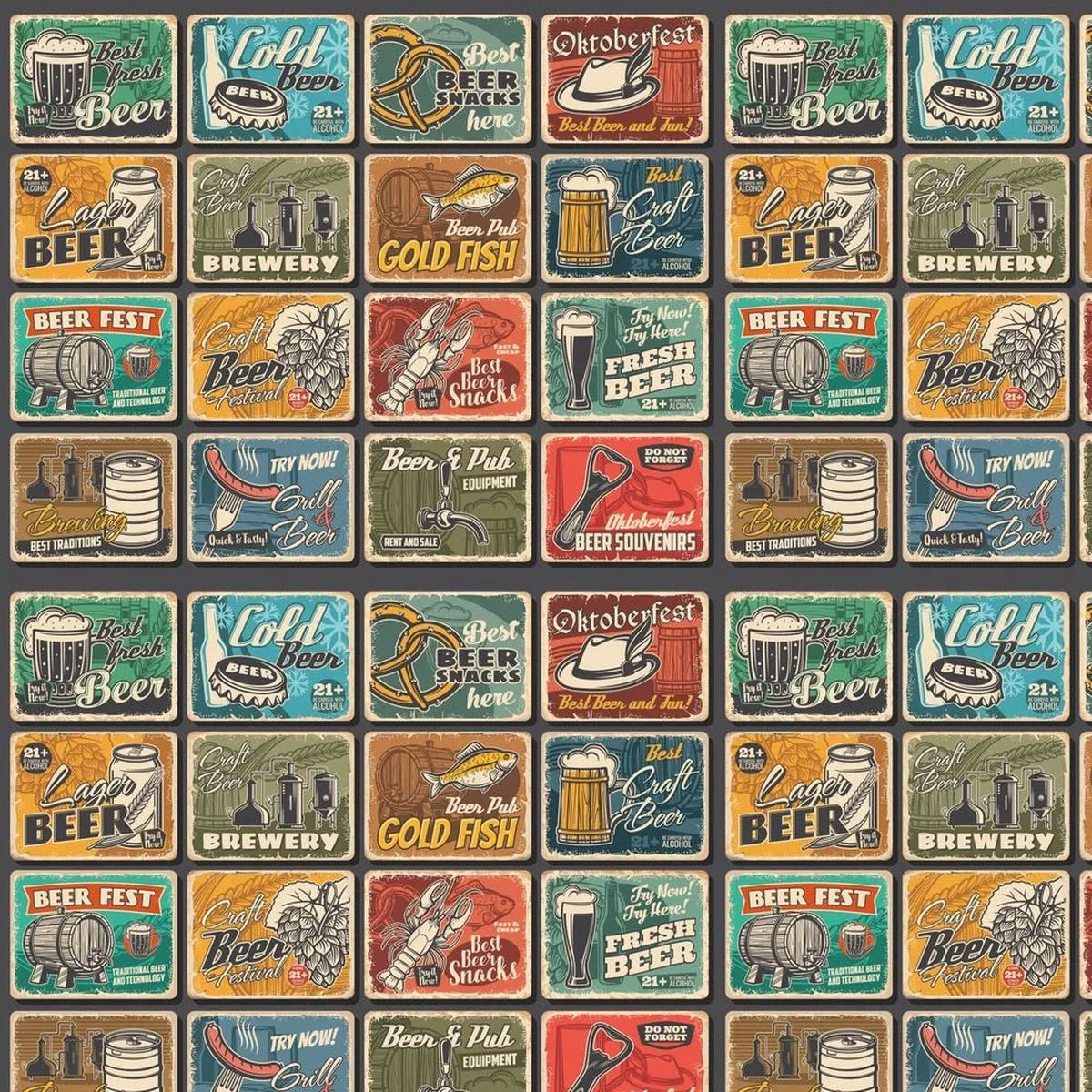 Vintage Oktoberfest Poster Fabric – Multi