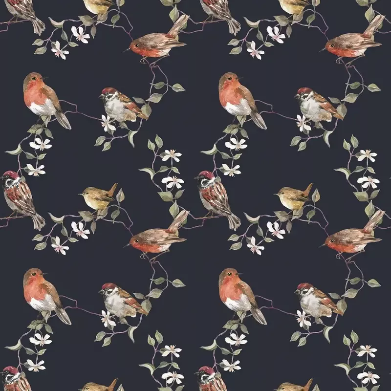 watercolor-allover-birds-fabric-navy Watercolor Allover Birds Fabric – Navy