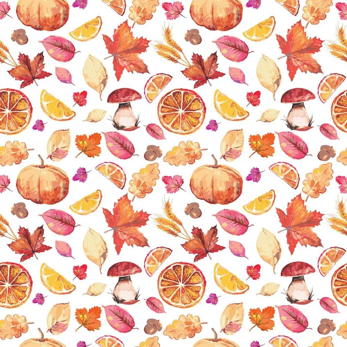 Watercolor Autumn Elements Fabric