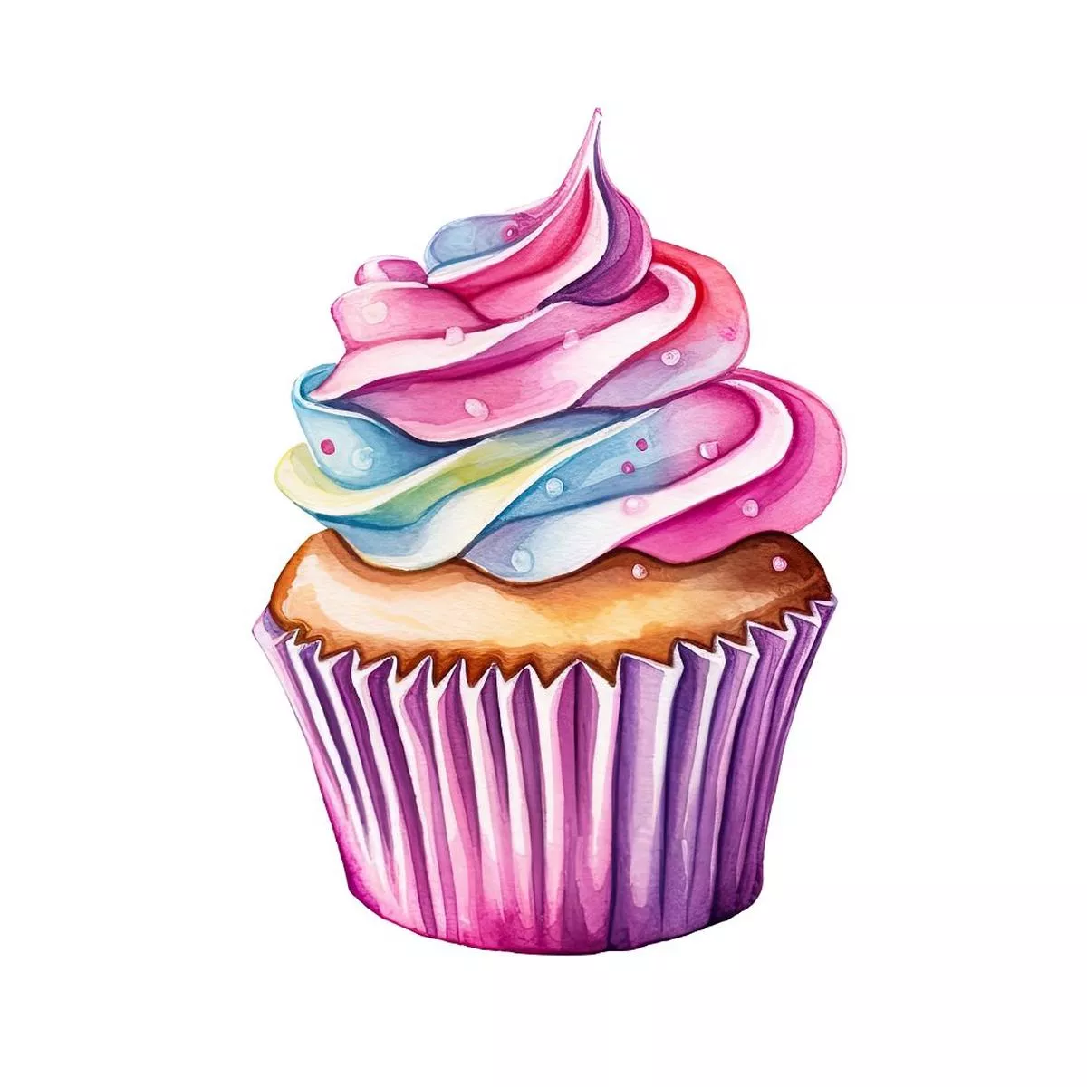watercolor-baked-goods-cupcake-fabric-panel Watercolor Baked Goods Cupcake Fabric Panel