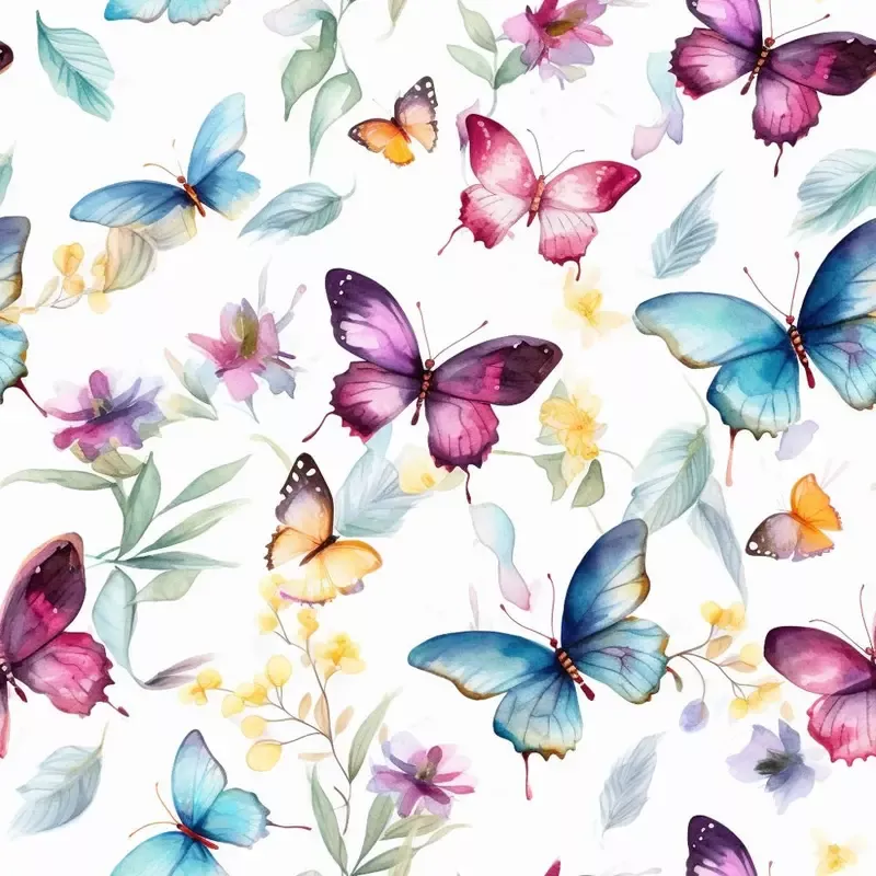 watercolor-butterflies-pattern-14-fabric Watercolor Butterflies Pattern 14 Fabric