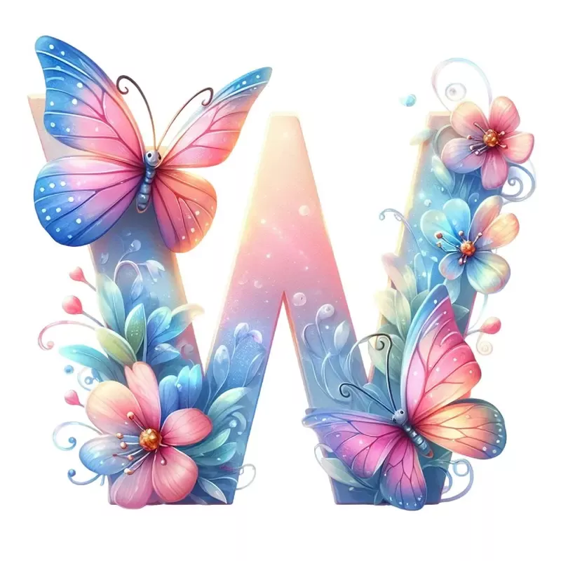 Watercolor Butterfly Letter ”W” Fabric Panel