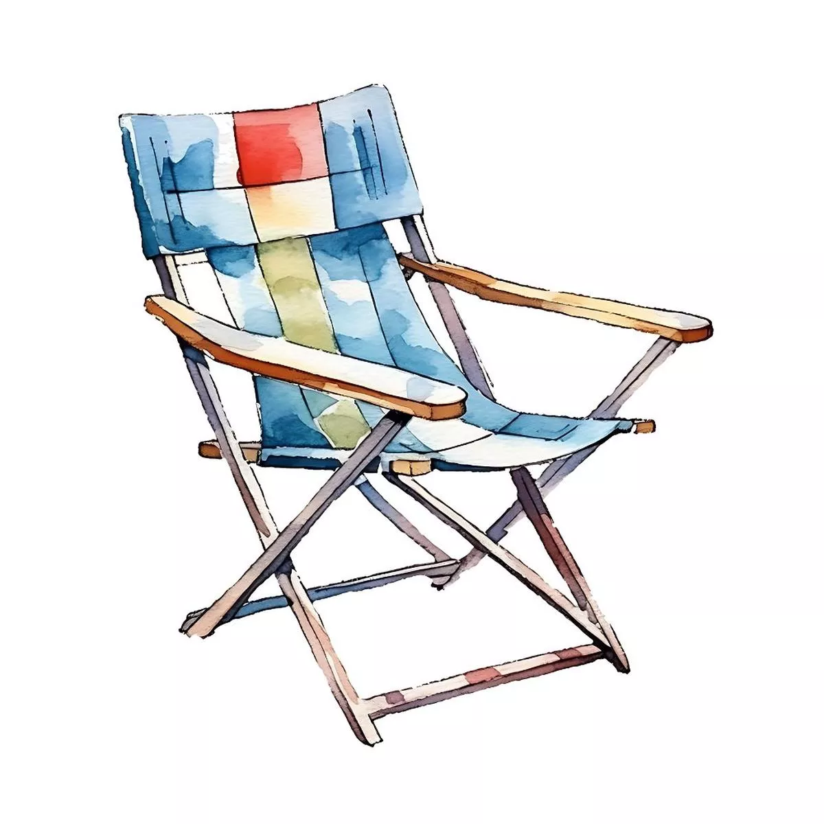 Watercolor Camping #2 Fabric Panel