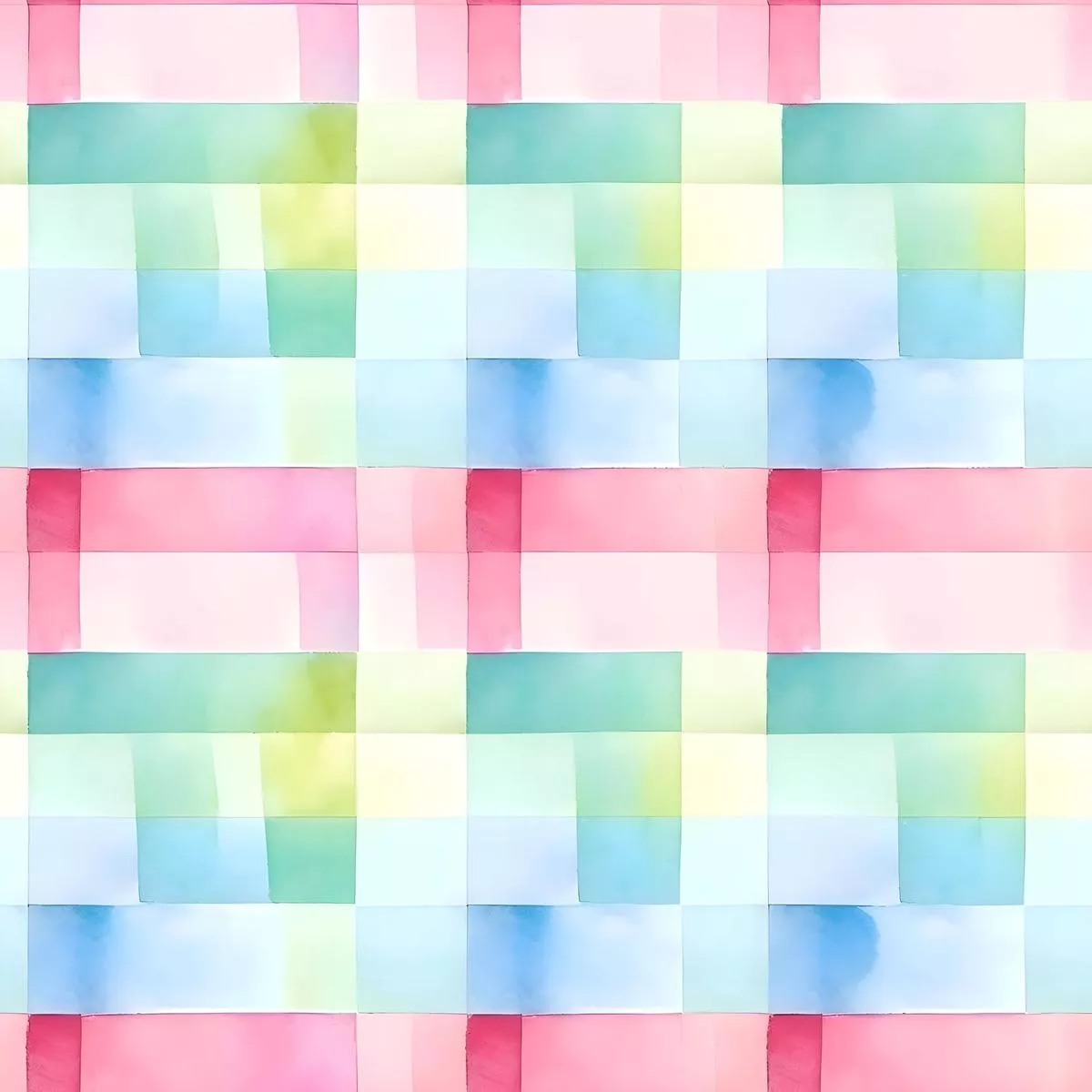 Watercolor Checkered Gingham Pattern 3 Quilting Cotton Fabric