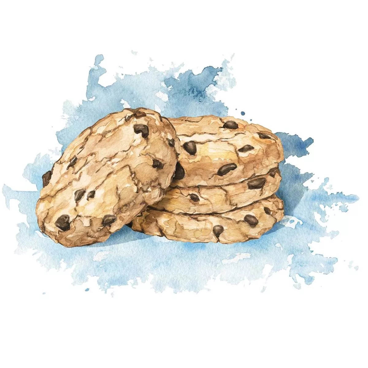 watercolor-chocolate-chip-cookie-fabric-panel Watercolor Chocolate Chip Cookie Fabric Panel