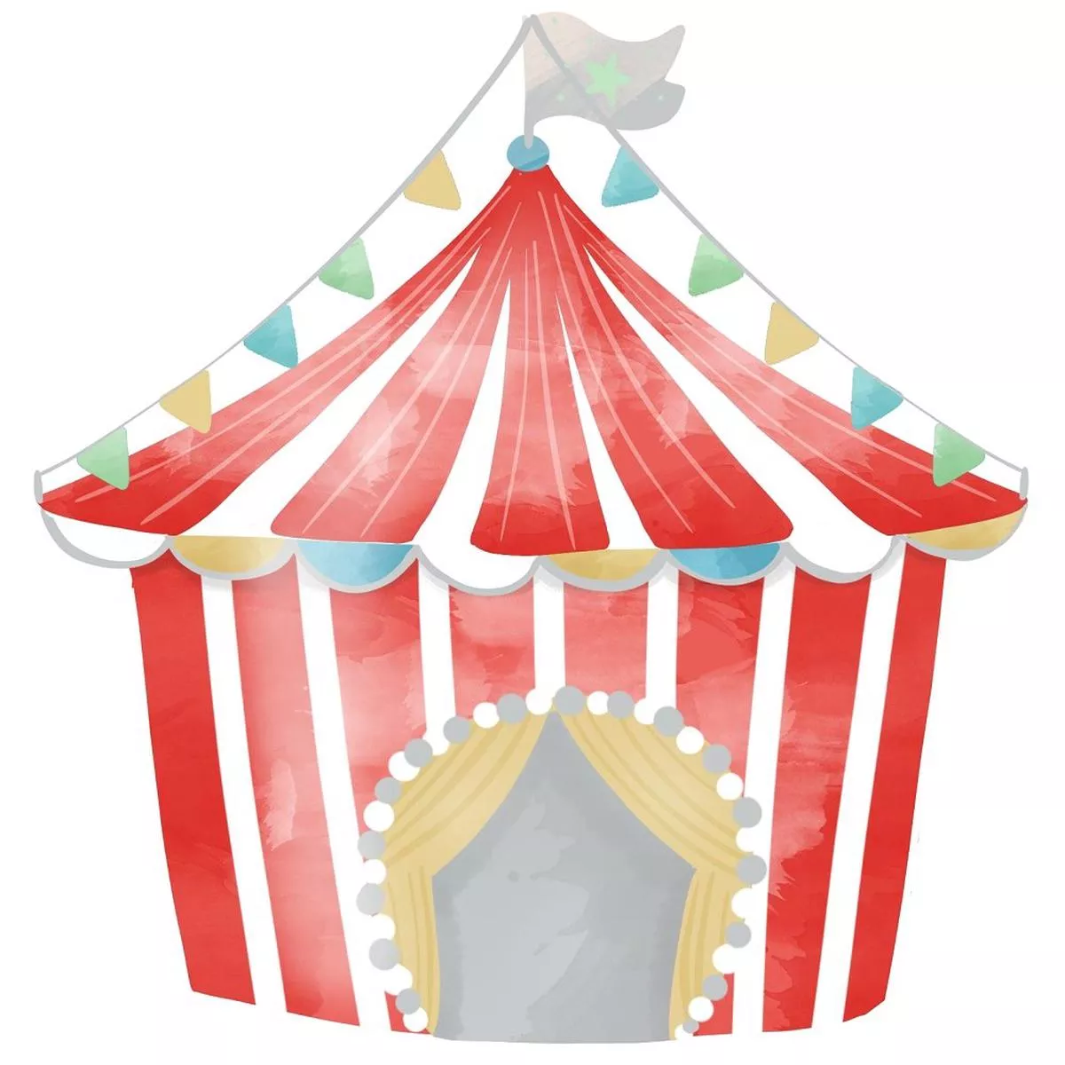 Watercolor Circus Red Tent Fabric Panel