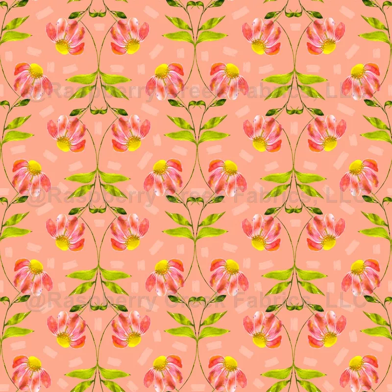 watercolor-coneflowers-on-peach-with-marks Watercolor Coneflowers on Peach with Marks